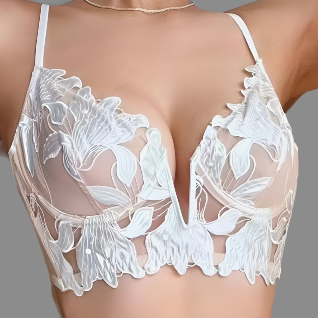 About the Bra - Iris Embroidered Plunge Demi Basque - More Colors - About the Bra