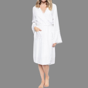 Cyberjammies - Rose Embroidered Robe - White - About the Bra