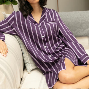 Fable & Eve - Wimbledon Striped Nightshirt - Purple - About the Bra